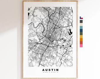 Austin Map Print - City Map Poster - Map Art - USA City Maps - Austin Print - Austin Poster - Minimalist City Map - Texas