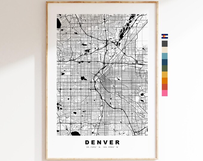 Denver Map Print - City Map Poster - Map Art - USA City Maps - Denver Print - Denver Poster - Minimalist City Map - Colorado