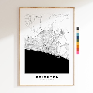 Brighton Karte Print - Minimalistische Stadt Karte Poster - Kartenkunst - UK - Brighton Print - Brighton Poster - verschiedene Farben erhältlich