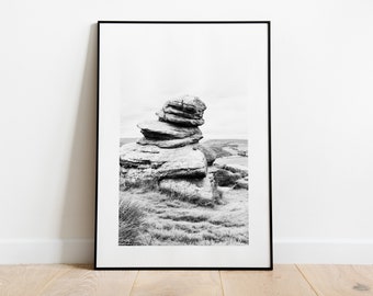 Owler Tor Photography Print - Fine Art Photography Print - Peak District Photography - Peak District Print  - Black and White Landscapes