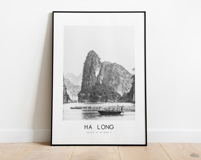 Ha Long Bay - City Poster Print - Black and White Minimalist City Print - Coordinates - Ha Long Bay Poster - Ha Long Bay Art Print - Vietnam