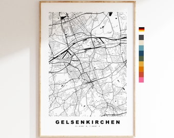 Gelsenkirchen Map Print - City Map Poster - Map Wall Art - Germany City Maps - Gelsenkirchen Print - Poster - Minimalist City Map - Germany
