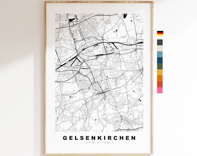 Gelsenkirchen Map Print - City Map Poster - Map Wall Art - Germany City Maps - Gelsenkirchen Print - Poster - Minimalist City Map - Germany