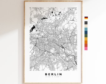 Berlin Map Print - City Map Poster - Map Wall Art - Germany City Maps - Berlin Print - Berlin Poster - Minimalist City Map - Germany