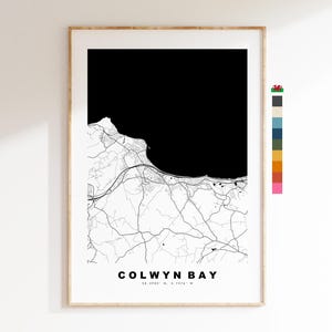 Stampa mappa Colwyn Bay - Poster mappa minimalista della città - Mappa artistica - Galles - Stampa Colwyn Bay - Poster Colwyn Bay - Diversi colori disponibili