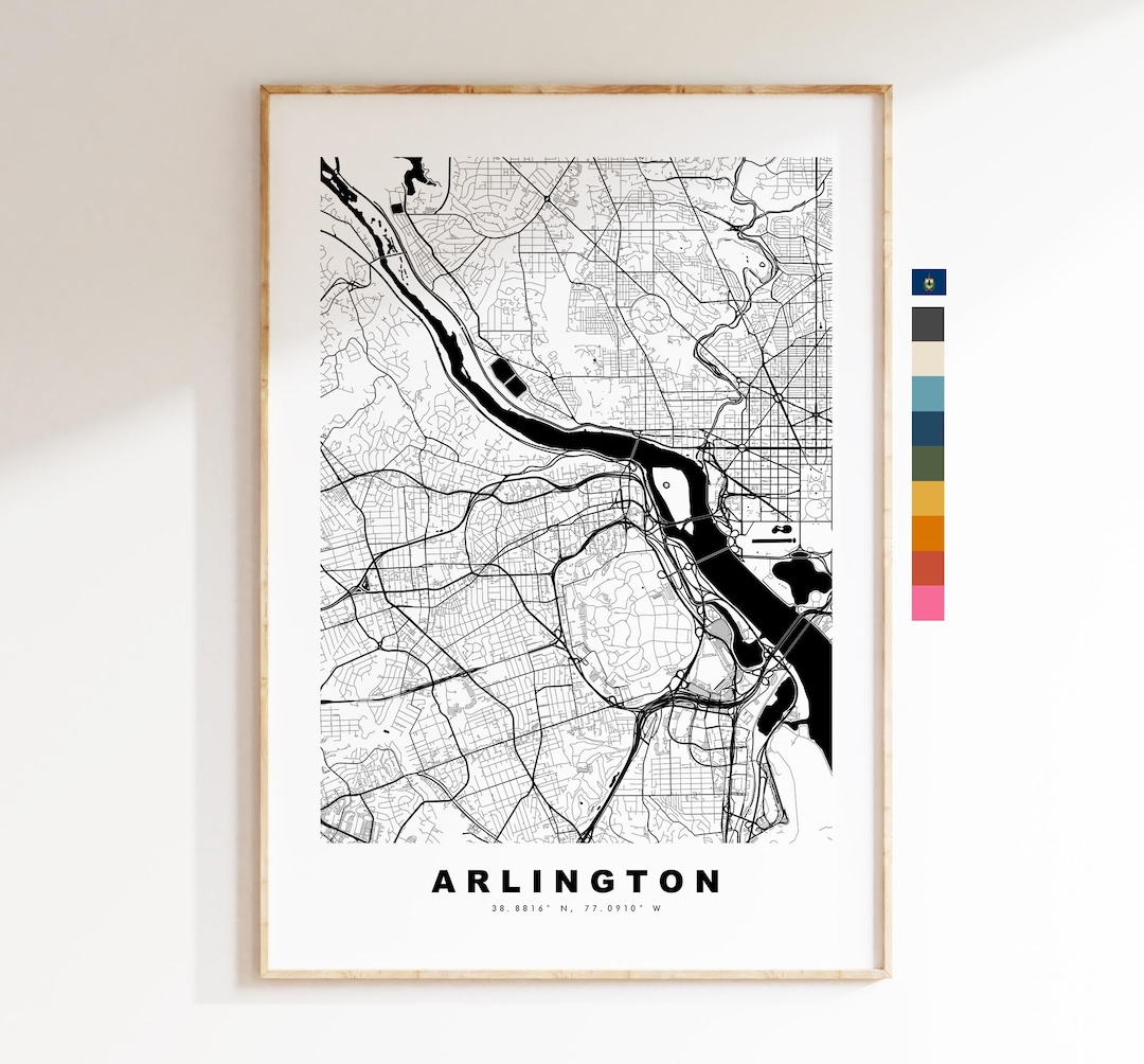 Arlington Map Print (virginia) - City Map Poster - Map Art - USA City ...