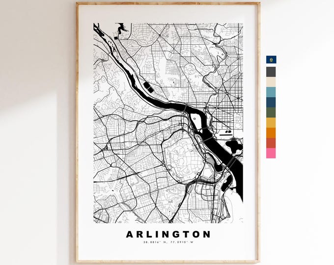 Arlington Map Print (Virginia) - City Map Poster - Map Art - USA City Maps - Arlington Print - Poster - Minimalist City Map - Virginia
