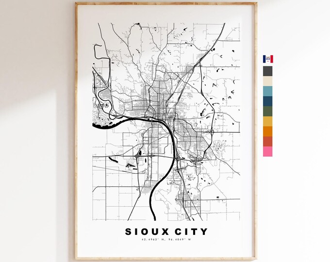 Sioux City Map Print - City Map Poster - Map Art - USA City Maps - Sioux City Print - Sioux City Poster - Minimalist City Map - Iowa