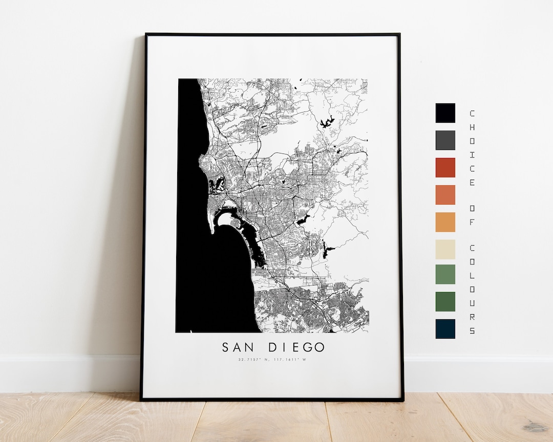 San Diego Map Print City Map Poster Map Art Map Wall Art - Etsy UK