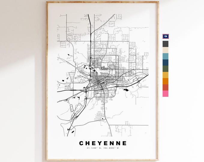 Cheyenne Map Print - City Map Poster - Map Art - USA City Maps - Cheyenne Print - Cheyenne Poster - Minimalist City Map - Wyoming