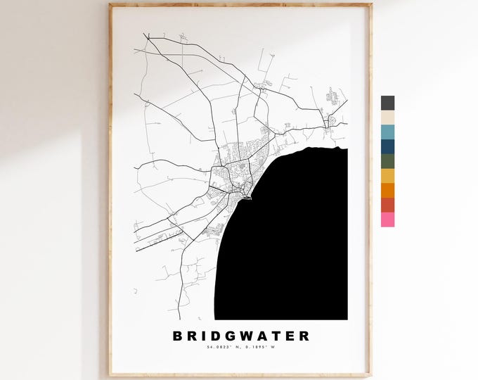 Bridlington Map Print - Minimalist City Map Poster - Map Art - UK - Bridlington Print - Bridlington, Yorkshire - Different Colours Available