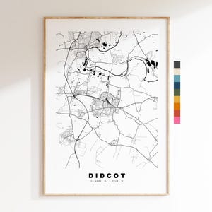Didcot Map Print - Minimalist City Map Poster - Map Art - UK - Didcot Print - Didcot, Oxfordshire - Different Colours Available