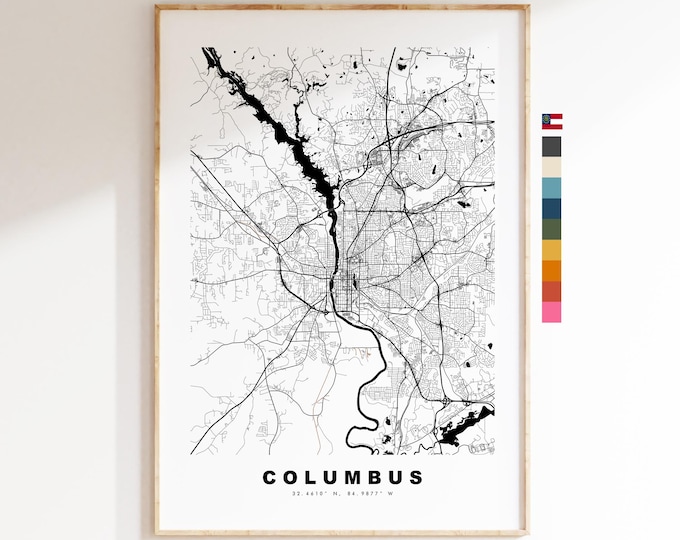 Columbus Map Print (Georgia) - City Map Poster - Map Art - USA City Maps - Columbus Print - Poster - Minimalist City Map - Georgia