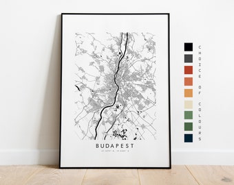 Budapest Map Print - City Map Poster - Map Art - Map Wall Art - Hungary City Map - Budapest Print - Budapest Poster - Wall Art - Europe Map