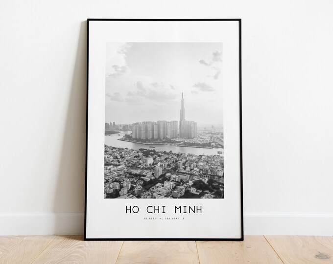 Ho Chi Minh City Poster Print - Black and White Minimalist City Print - Coordinates - Ho Chi Minh Poster - Ho Chi Minh Art Print - Vietnam
