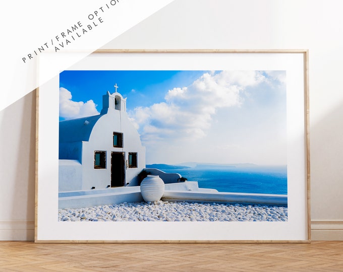 Santorini Landscape Photography Print - Greece - Print - Poster - Santorini Photography - Greece Wall Art - Oia - Oia Church - Oia Santorini