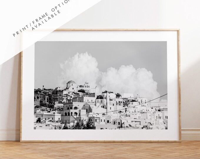 Greece Black and White Photography Print - Greece - Print - Poster - Santorini Photography - Greece Wall Art - Monochrome - Greece Poster