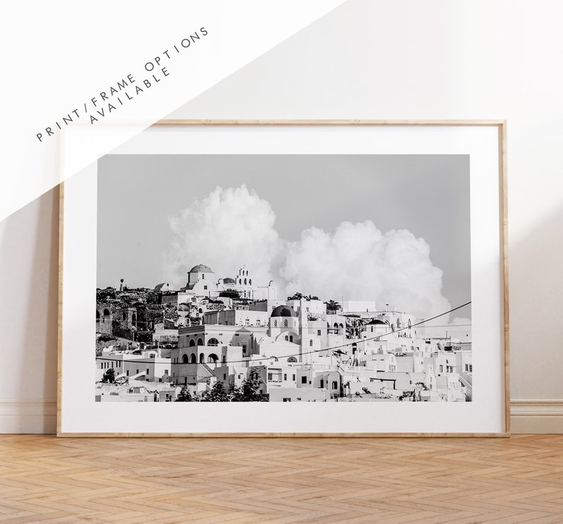 Greece Black and White Photography Print Greece Print Poster Santorini Photography Greece Wall Art Monochrome Greece Poster image 1