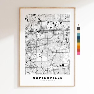 Napierville Carte de la ville Imprimer - impression de carte - art de la carte - estampes ou impressions encadrées  - États-Unis