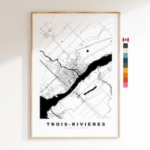Trois-Rivières Stadtplandruck – Kartendruck – Kartenkunst – Drucke oder gerahmte Drucke – minimalistisch – Canada