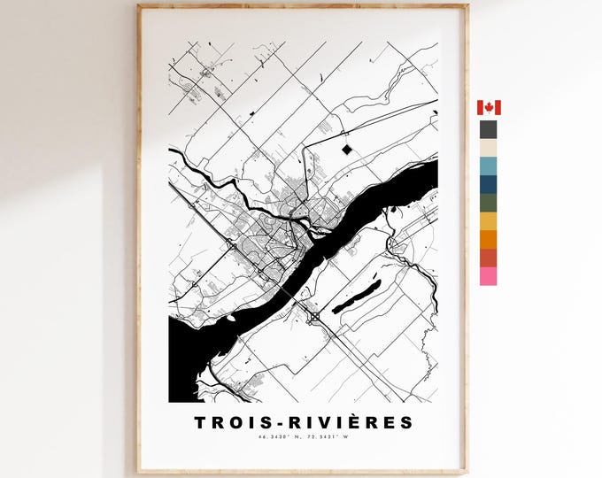 Trois-Rivières Map Print - City Map Poster - Map Art - Map Wall Art - Canada City Maps - Three Rivers Print - Poster - Minimalist City Map