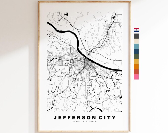 Jefferson City Map Print - City Map Poster - Map Art - USA City Maps - Jefferson City Print - Poster - Minimalist City Map - Missouri