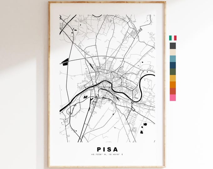 Pisa Map Print - City Map Poster - Map Art - Map Wall Art - Italy City Maps - Pisa Print - Pisa Poster - Minimalist City Map