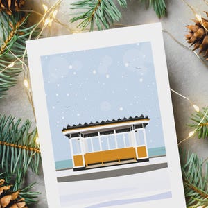 Cartão de Natal Southsea - Cartões Portsmouth e Southsea (Designs de Viagem) - Em branco por dentro ou incluir mensagem - Envelope incluído