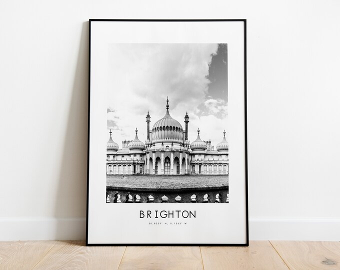 Brighton City Poster Print - Black and White Minimalist City Print - Coordinates - Brighton Poster - Brighton Art Print - Brighton Print