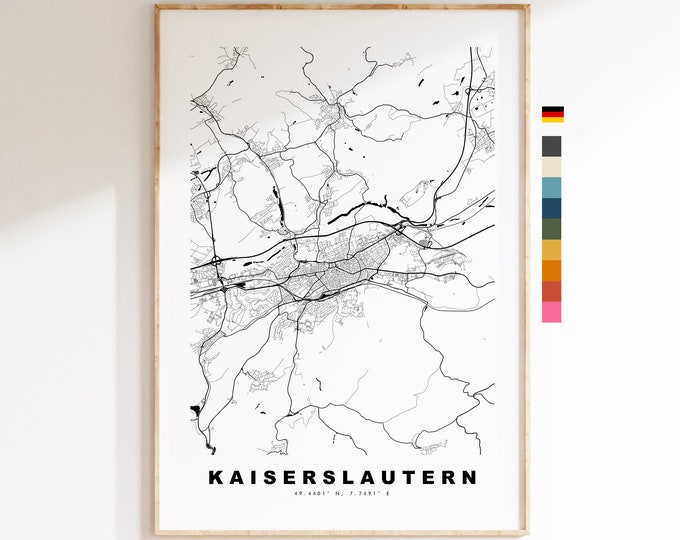 Kaiserslautern Map Print - City Map Poster - Map Wall Art - Germany City Maps - Kaiserslautern Print - Poster - Minimalist City Map