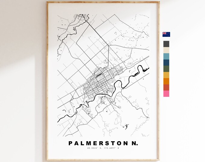 Palmerston North Map Print - City Map Poster - Map Wall Art - New Zealand City Maps - Palmerston Print - Poster - Minimalist City Map