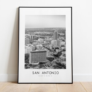 San Antonio City Poster Print - Black and White Minimalist City Print - Coordinates - San Antonio Poster - San Antonio Art Print - USA