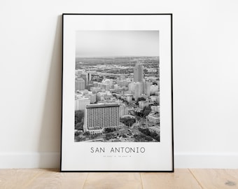 Póster de la ciudad de San Antonio - Impresión minimalista en blanco y negro - Coordenadas - Póster de San Antonio - Impresión artística de San Antonio - EE. UU.