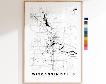 Wisconsin Dells Map Print - City Map Poster - Map Art - USA City Maps - Wisconsin Dells Print - Poster - Minimalist City Map - Wisconsin