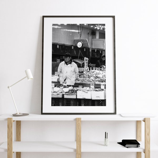 Chinatown Black and White Print - New York Poster - Manhattan Print - New York Print - Chinatown New York - Photography - Fish Market