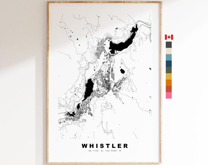 Whistler Map Print - City Map Poster - Map Art - Map Wall Art - Canada City Maps - Whistler Print - Whistler Poster - Minimalist City Map