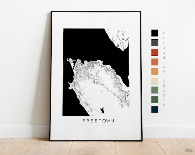 Freetown Map Print - City Map Poster - Map Art - Map Wall Art - Sierra Leone City Map - Freetown Print - Freetown Poster - Wall Art - Africa