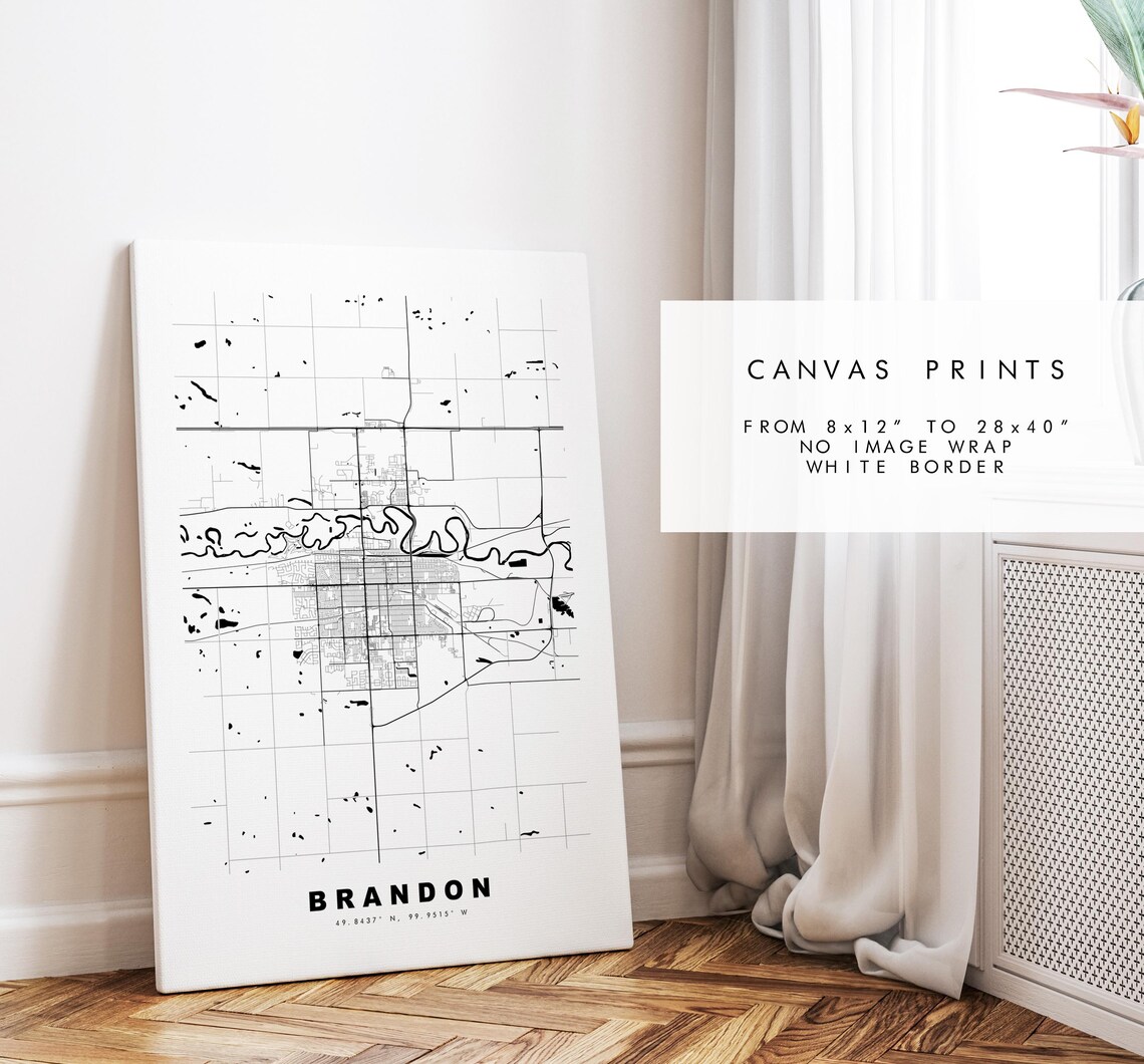 Brandon Map Print (canada) - City Map Poster - Map Art - Map Wall Art ...