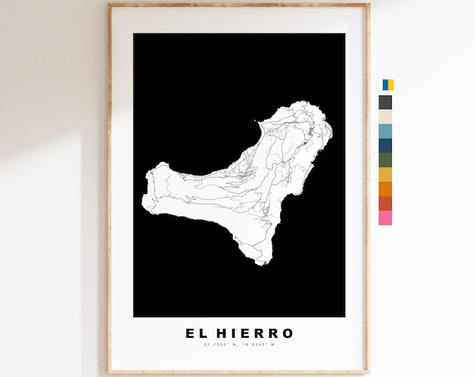 El Hierro Map Print - Map Poster - Map Art - Map Wall Art - Spain Maps - El Hierro Print - Canary Islands Poster - Minimalist Map