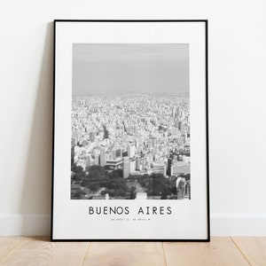 Buenos Aires City Poster Print - Black and White Minimalist City Print - Coordinates - Buenos Aires Poster - Buenos Aires Art Print - Gift