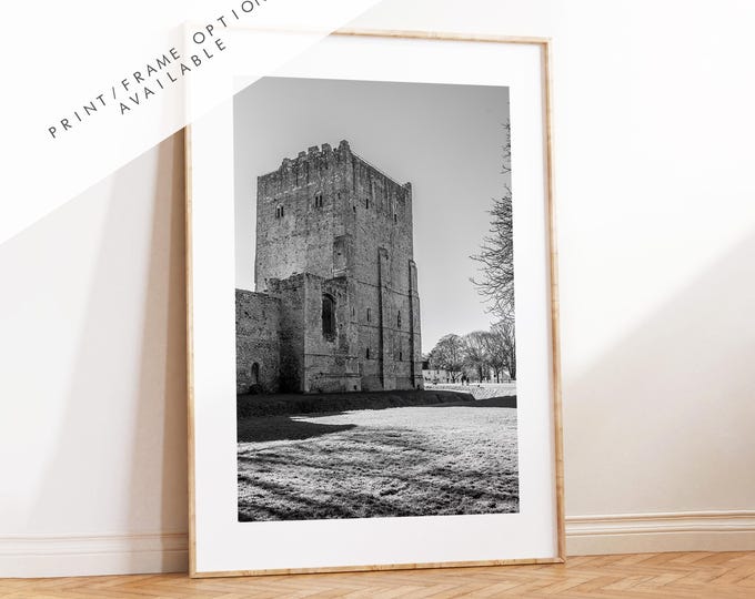 Portchester Castle Photography Print - Hampshire Photography Prints - Wall Art -  Frame and Canvas Options - Black and White - Portrait - UK