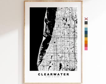 Clearwater Map Print - City Map Poster - Map Art - USA City Maps - Clearwater Print - Clearwater Poster - Minimalist City Map - Florida