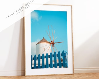 Santorini Wall Art Photography Print - Greece - Print - Poster - Santorini Photography - Greece Wall Art - Santorini Windmill Print - Gift