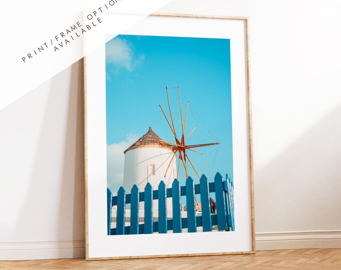 Santorini Wall Art Photography Print - Greece - Print - Poster - Santorini Photography - Greece Wall Art - Santorini Windmill Print - Gift