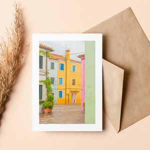 Cartão de felicitações de Veneza - Burano - Em branco por dentro - Aniversário - Aniversário de casamento - Dia das mães - Dia dos pais - Feriado - Cartão de felicitações - Casamento
