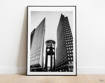 Potsdamer Platz  - Berlin Black and White Photography Print - Berlin Print - Clock - Berlin Clock - Fine Art Photography Print - Monochrome