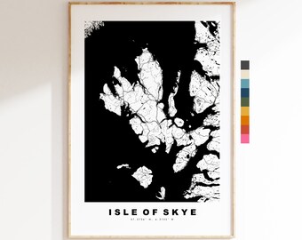 Skye Map Print - Minimalist Map Poster - Map Wall Art - Scotland - Skye Print - Isle of Skye Poster - Different Colours Available