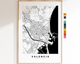 Valencia Map Print - City Map Poster - Map Art - Map Wall Art - Spain City Maps - Valencia Print - Valencia Poster - Minimalist City Map