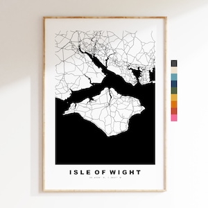 Impresión de mapa de la Isla de Wight - Póster de mapa de ciudad minimalista - Mapa - Reino Unido - Impresión de la Isla de Wight - Póster de la Isla de Wight - Diferentes colores disponibles