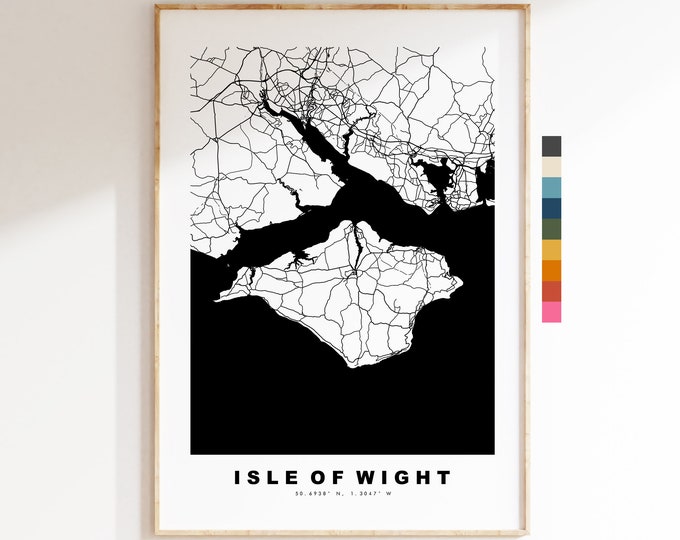 Isle of Wight Map Print - Minimalist City Map Poster - Map - UK - Isle of Wight Print - Isle of Wight Poster - Different Colours Available